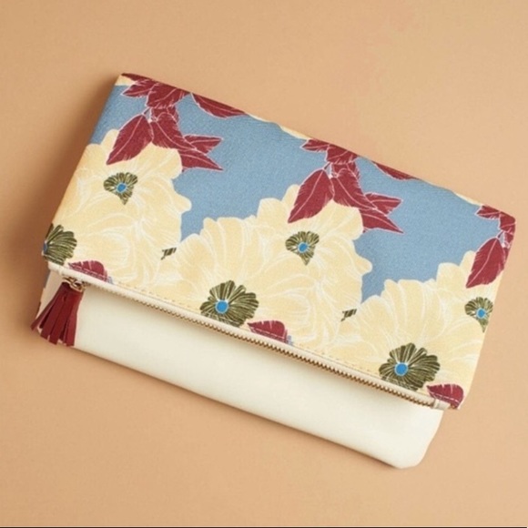 NWT! Cream & Blue Floral Clutch by Rachel Pally 💐 - Picture 2 of 8